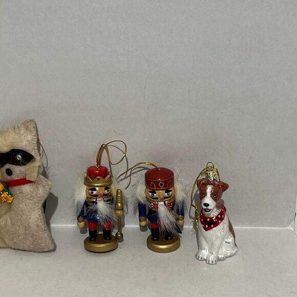 4-Piece Holiday Ornament Collection Raccoon Nutcracker Pair & Dog Multicolor - Picture 3 of 5